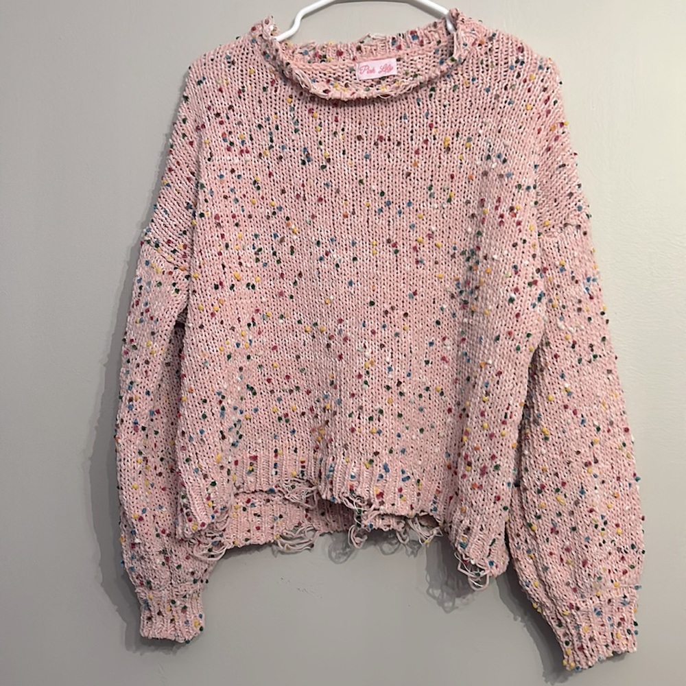 Pink Lily Confetti Sweater M